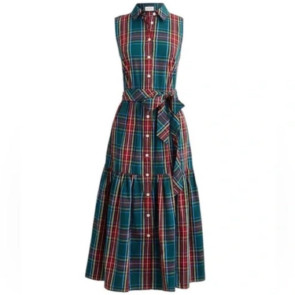 J. Crew - Sleeveless Tartan Maxi Shirtdress Dress - Warm Spruce - Women’s 4